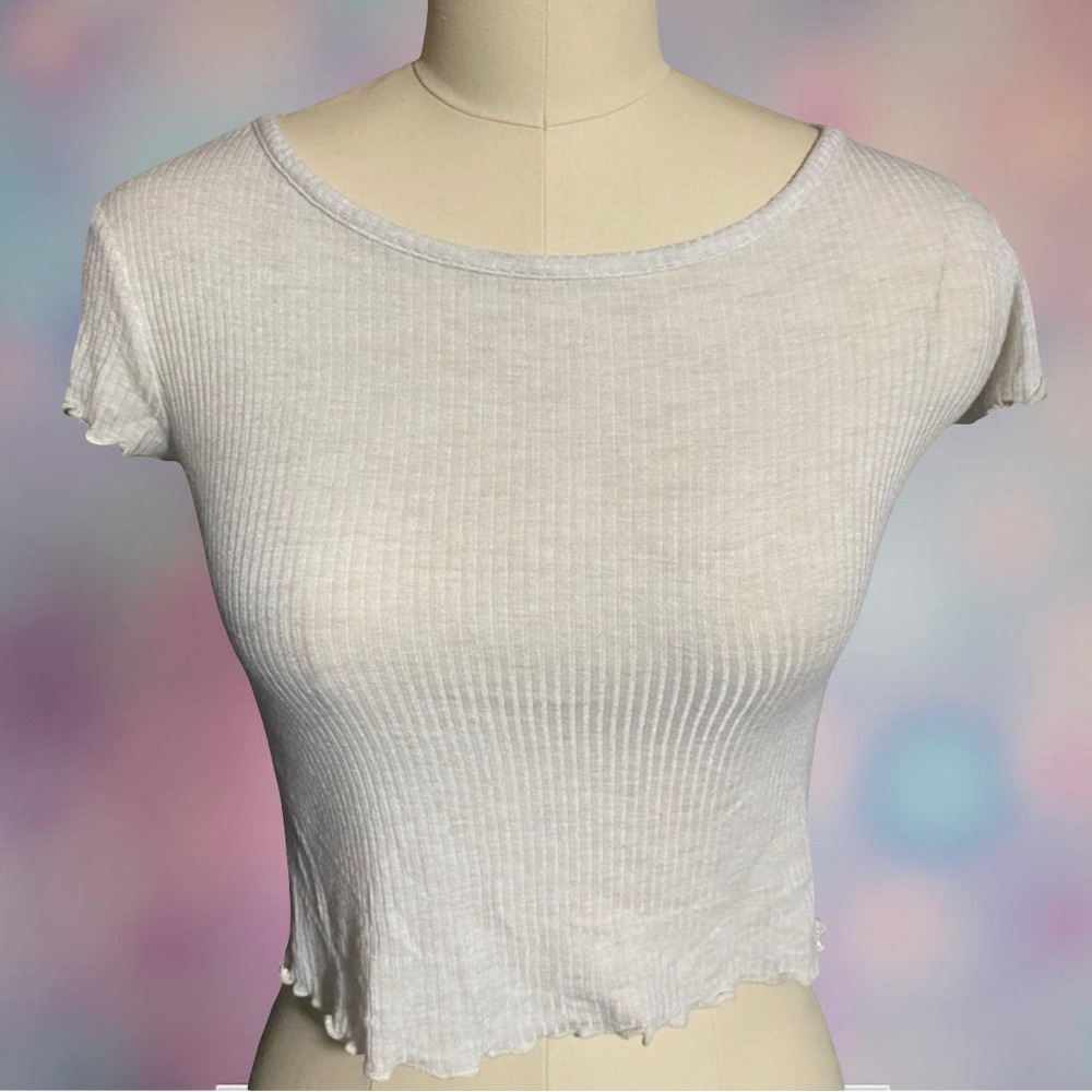 Altar’d State Ribbed Crop Top w/ Ruffled Edges